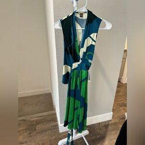 ISSA LONDON 100% Silk Wrap Midi Dress with Waist Tie Size 4